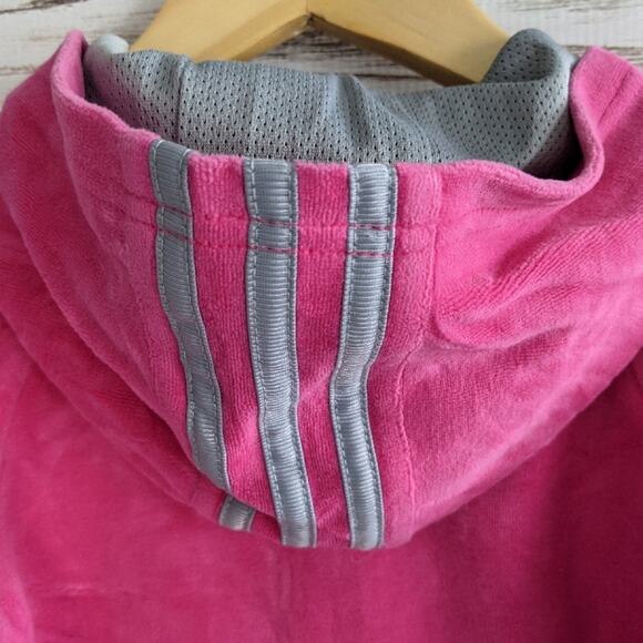 ADIDAS Velour Zip Up Toddler Hoodie Pink sz 3T - Picture 2 of 6